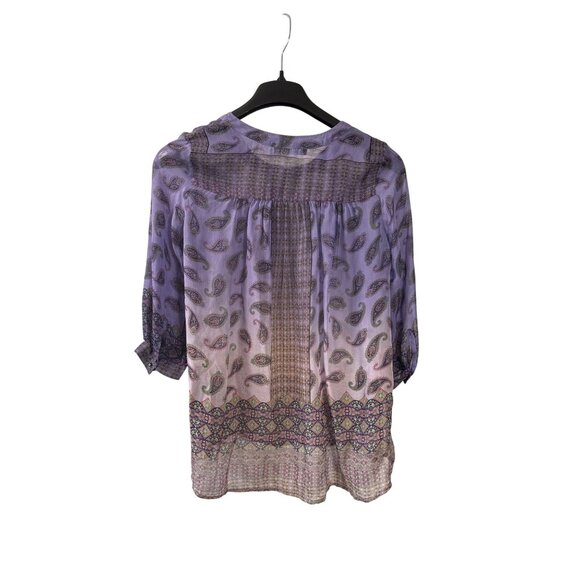 Gypsy 05 Purple Multicolor Paisley Silk Blouse Size M Popover Boho Festival - Picture 4 of 8